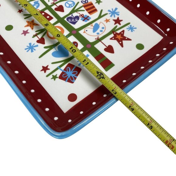 Cracker Barrel Christmas Tree Ceramic Serving Platter 13" x 9" Festive Holiday - Picture 3 of 6